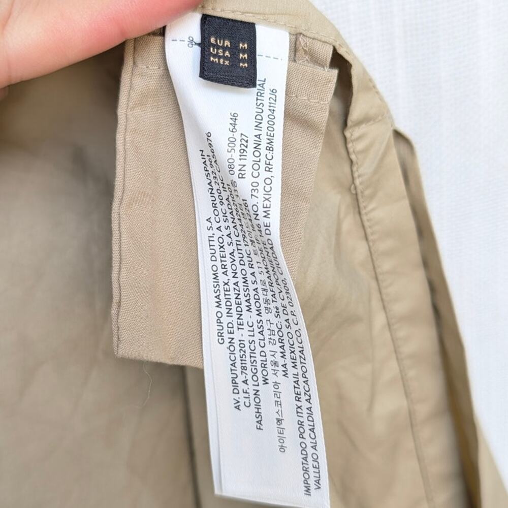 Massimo Dutti Trench Coat 6743/823/830 Womens M Tan Single-breasted Belted Long - Picture 13 of 13